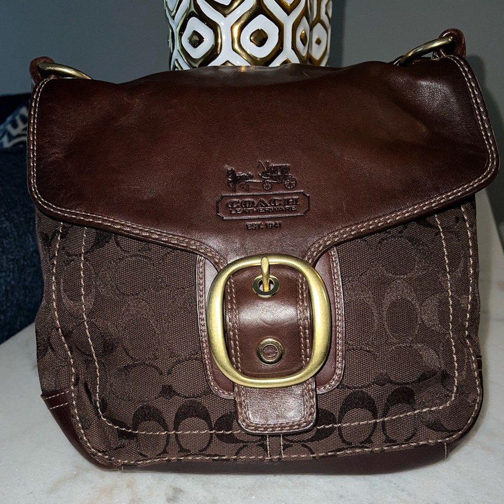 Coach Bleeker Signature Legacy Flap Brown / Tan leather